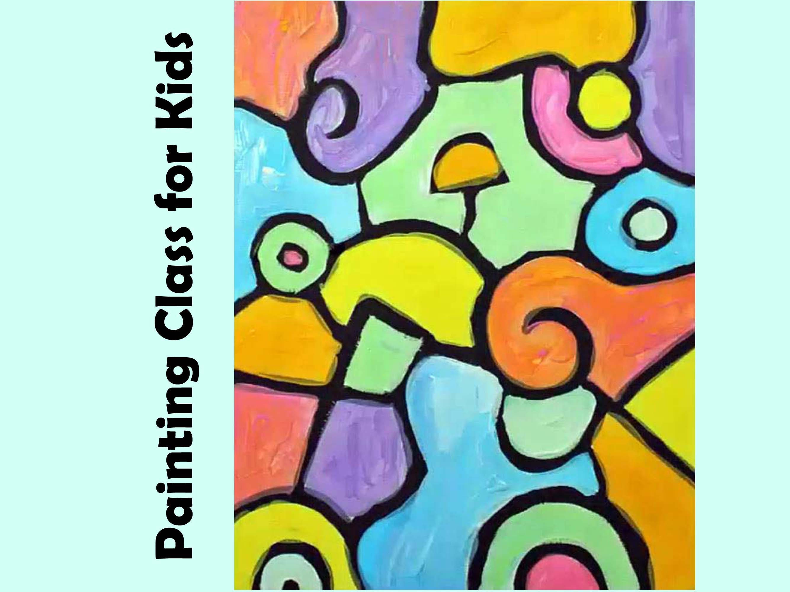 Easy & Colorful Abstract Painting for KIDS / FUN /Acrylics on Canvas /  Demonstration 