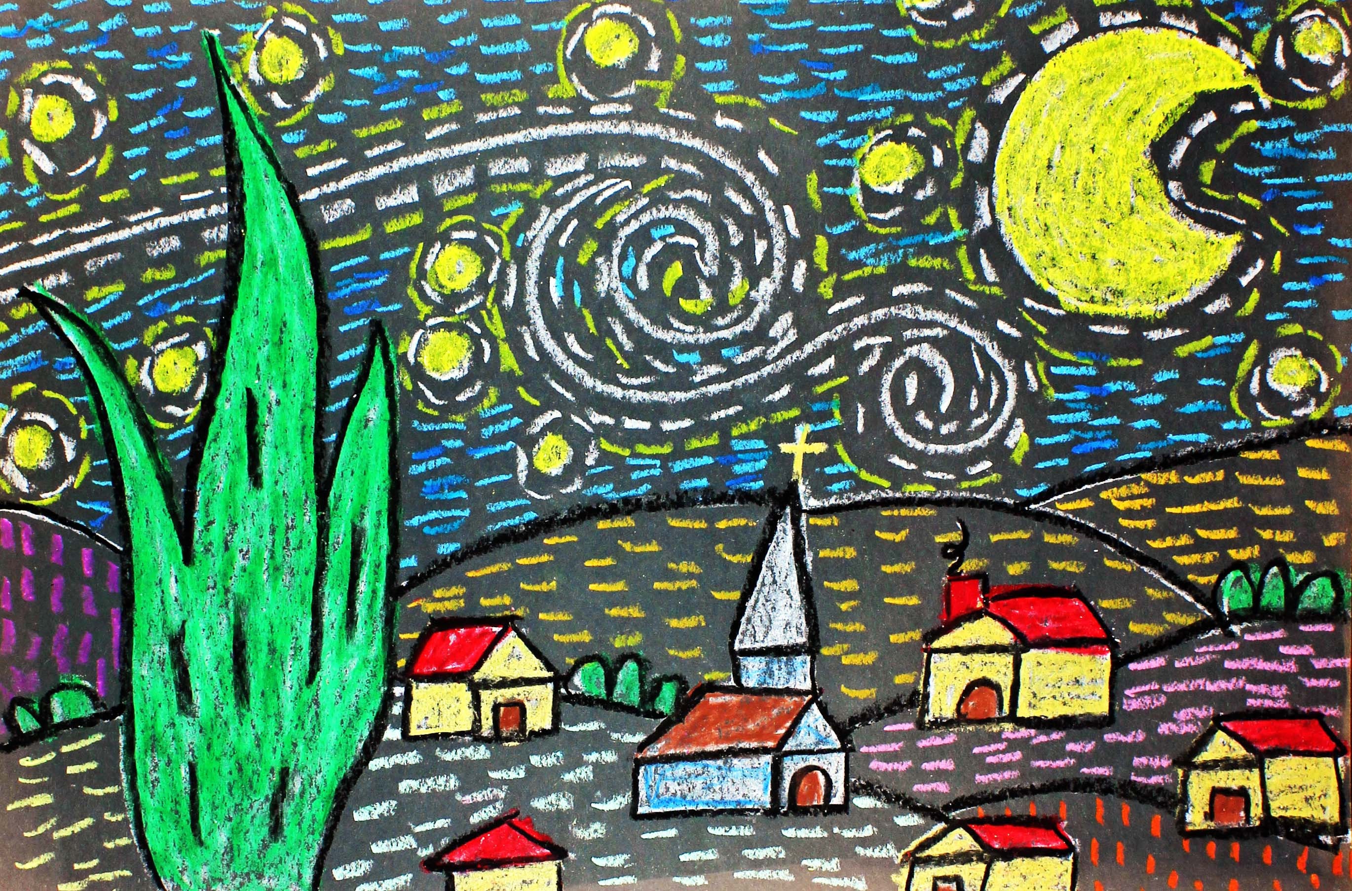 STARRY NIGHT Kid's Video Art Lesson Inspired by Dutch Artist