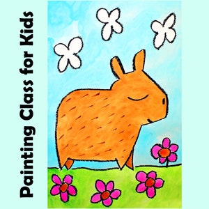CUTE CAPYBARA | Kids Art Lesson Drawing & Watercolor Painting Project | EASY Beginners and Homeschool Art Class Cartoon Tutorial