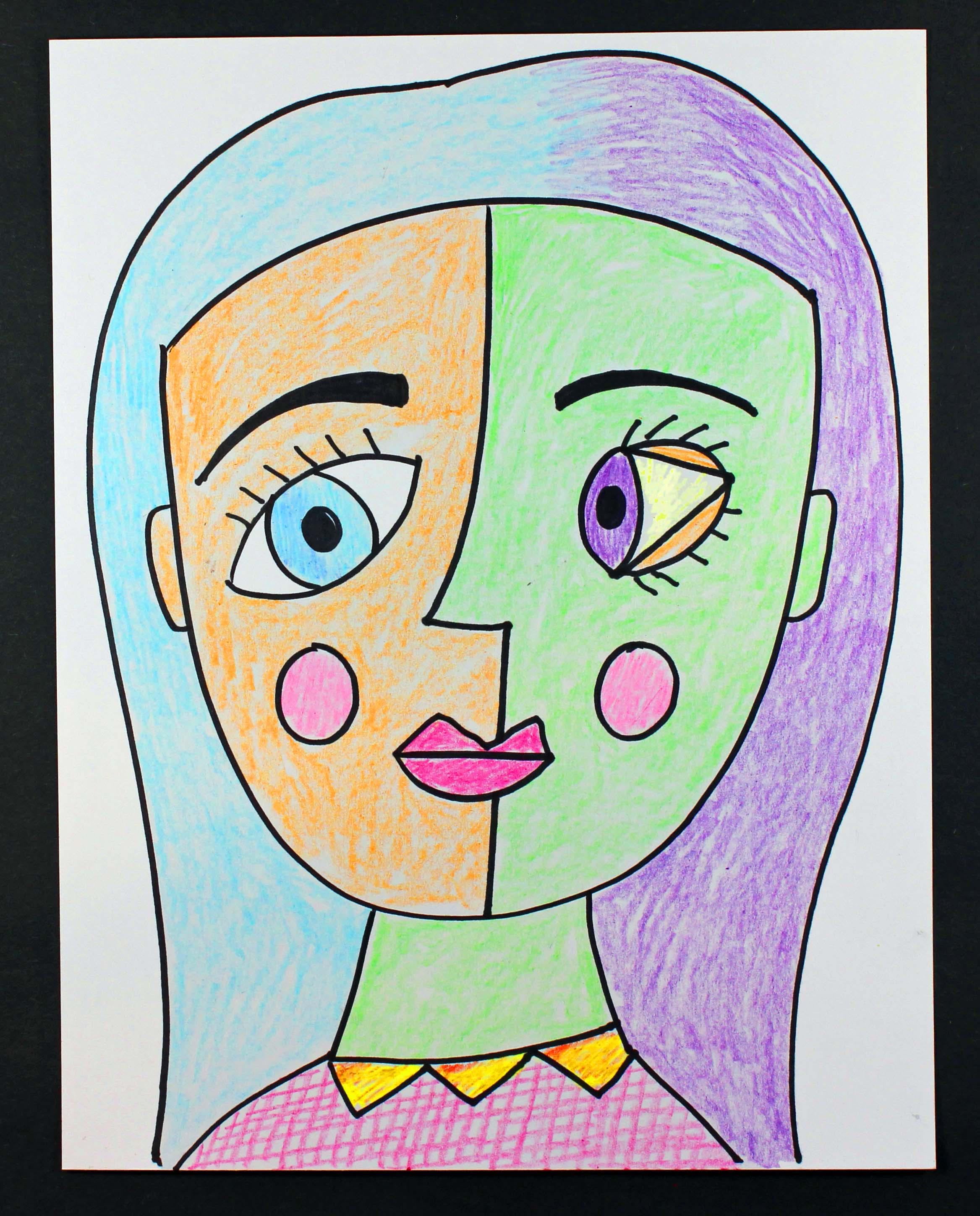 CUBIST PORTRAIT Inspired by Pablo Picasso | Kid's Video Art Lesson ...