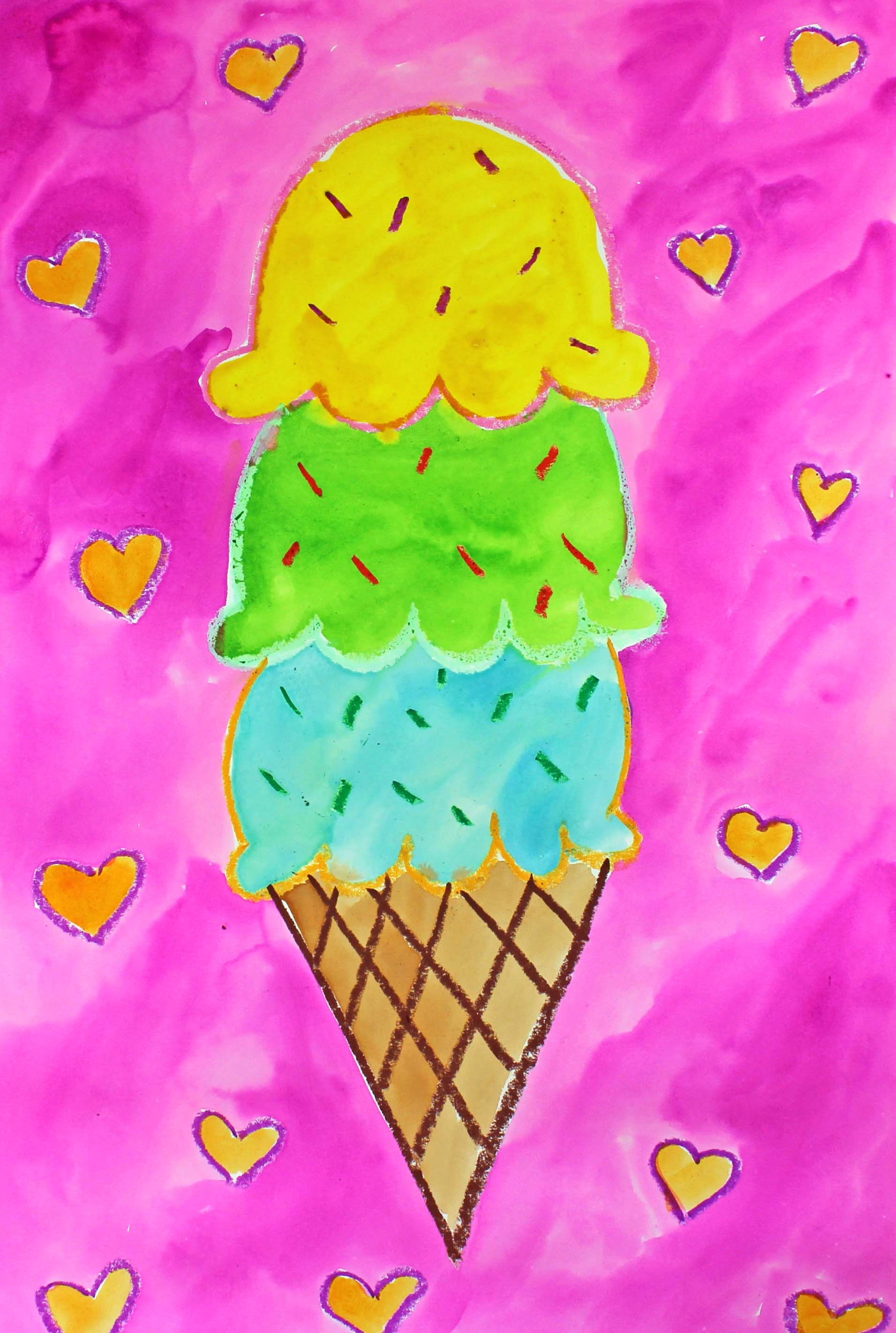 Sponge Painted Ice Cream Cone Summer Art Project - Fantastic Fun & Learning