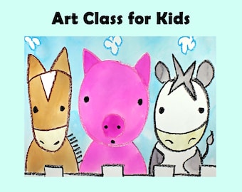 農場の動物の漫画 | 子供向けビデオアートレッスン | 絵と水彩画のプロジェクト | 初心者とホームスクールのアートカリキュラムチュートリアル