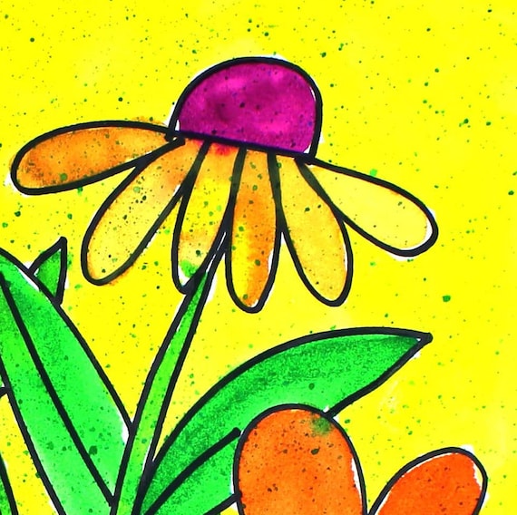 Children Drawing with Bouquet of Flowers in Vase Stock Illustration -  Illustration of colour, holiday: 67421950
