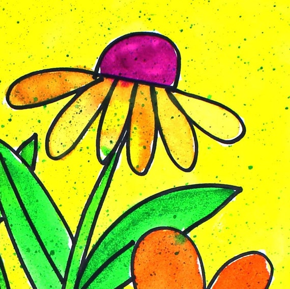 Children Drawing with Bouquet of Flowers in Vase Stock Illustration -  Illustration of colour, holiday: 67421950