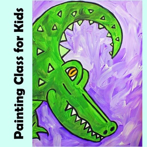 ALLIGATOR EASY Kids Art Lesson Step-By-Step Drawing & Acrylic Painting Class for Beginners  Homeschool Art Curriculum Video Tutorial