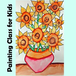VAN GOGH SUNFLOWERS | Kid's Video Art Lesson | Easy Drawing and Painting With Markers Project for Beginners | Homeschool Art Class Tutorial