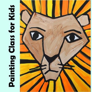 Lion Acrylic Painting Project: Kids Art Lesson (Digital Download)