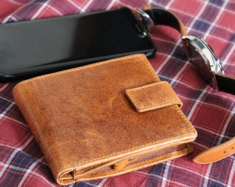 Cartera de cuero para caballero Carteras de cuero RFID para hombres Cartera plegable Carteras delgadas Cartera de cuero de diseñador con bloqueo RFID para hombres Monedero con cremallera