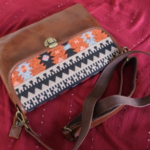Leather and Rug Sling bag for women Western Style Purse Boho Style Side Bag western crossbody purse crossbody small side bag for women for image 6