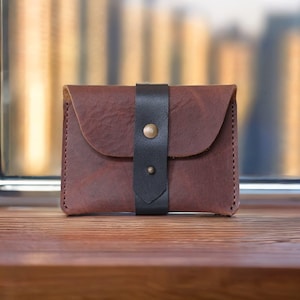 Porta carte minimalista in vera pelle Portafoglio vintage sottile per uomo e donna Porta biglietti da visita in pelle Portafoglio classico Portafoglio compatto