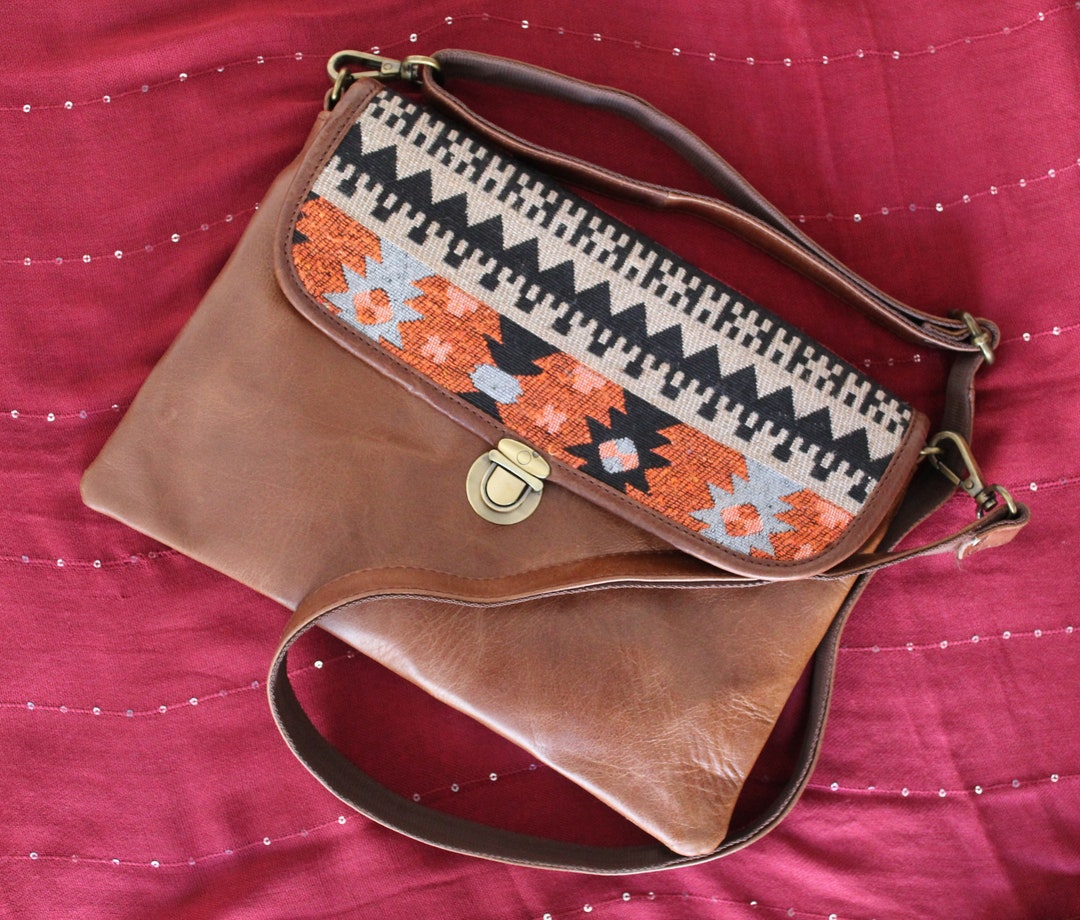 Western Rug Purses Leather & Rug Crossbody Bag: Western Boho Style Purse - Etsy