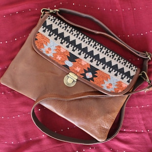 Leather and Rug Sling bag for women Western Style Purse Boho Style Side Bag western crossbody purse crossbody small side bag for women for image 1