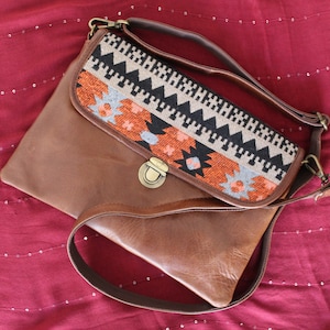 Leather and Rug Sling bag for women Western Style Purse Boho Style Side Bag western crossbody purse crossbody small side bag for women for