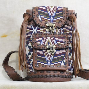 LEDEREN FRINGE BAG -Crossbody Sling Bag - Charmante Mini Adventurer&#39;s Leather Backpack Purse - Styled For Wonder