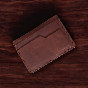 Porta carte in vera pelle Portafoglio vintage sottile per uomo e donna Porta biglietti da visita in pelle minimalista Portafoglio classico Portafoglio compatto
