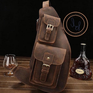 SAC À BANDOULIÈRE Sac de week-end Sac à bandoulière en cuir de qualité supérieure pour homme - Fonctionnel et à la mode - Un attrait intemporel pour le gentleman moderne