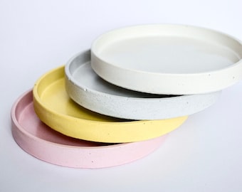 Round Concrete Tray, Colorful Candle Plate, Decorative Cement Dish, Plant Saucer, Pastel Vanity Tray Can Be Used For Different Purposes