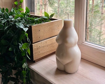 Curvy Woman Soy Wax Candle, Female Torso Body Positive Decor