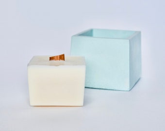 5 Oz Square Soy Wax Candle Refill, Vegan Scented Candle, Wooden Wick