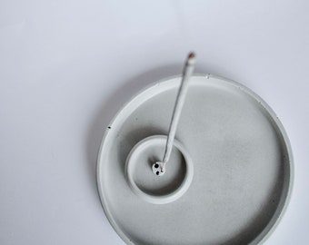 Concrete Incense Holder, Incense Burner, Meditation Homeware, Incense Stick Holder Gift Set With Tray, Round Incense Ash Catcher, Zen Gifts