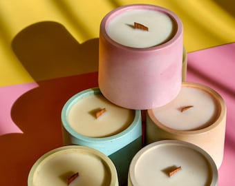 Concrete Candle, Colorful Cement Candles, 4 Oz Scented Soy Wax Candles, Concrete Home Decor, Candles Available In Different Colors & Scents