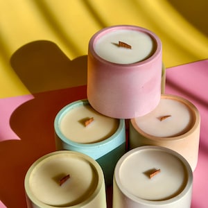 Concrete Candle, Colorful Cement Candles, 4 Oz Scented Soy Wax Candles, Concrete Home Decor, Candles Available In Different Colors & Scents