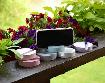 Halter für tragbare Telefone, runder Telefonständer aus Beton, buntes Schreibtischzubehör, horizontaler / vertikaler Smartphoneständer, Handyhalter