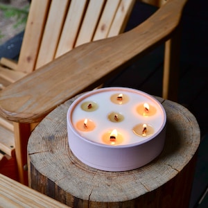 Extra Large Concrete Candle, Big 7 Wick Round Bowl Candle, Giant 26 Oz Crackling Soy Wax Candle, Huge Multi Wick Candle, Unique Home Gift