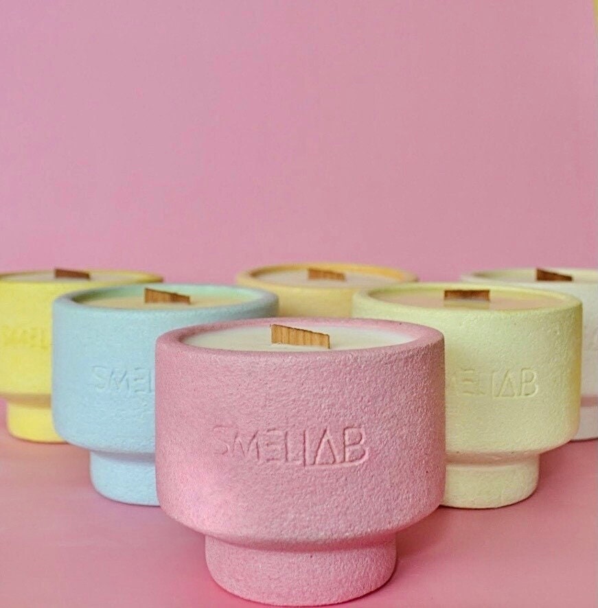 Unique Concrete Candles, Rustic Cabin Decor, Long Burning Crackling Wick Soy Wax Candles, Boho