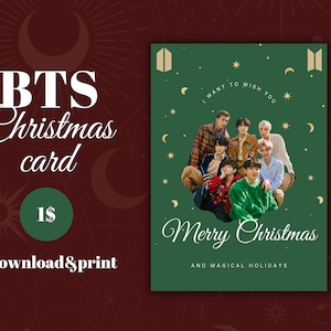 BTS-kerstkaart, downloadbare kerstkaart, kerstkaart met BTS-foto