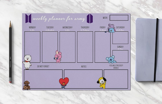 bts weekly planner bts planner bt21 printable planner etsy