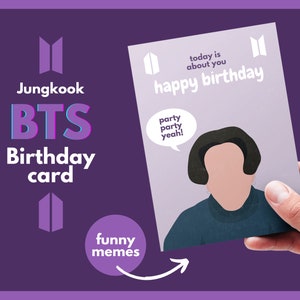 Biglietto di compleanno BTS stampabile, Jungkook, Meme, biglietto di compleanno divertente per l'esercito, biglietto di auguri di compleanno