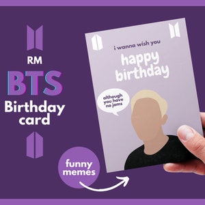 Biglietto di compleanno BTS stampabile, RM, Meme, biglietto di compleanno divertente per l'esercito, biglietto di auguri di compleanno