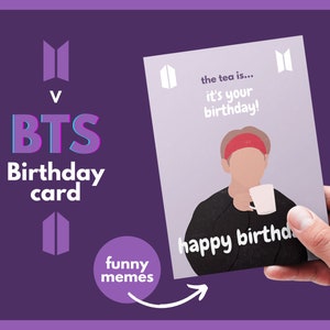 Biglietto di compleanno BTS stampabile, V, Meme, biglietto di compleanno divertente per l'esercito, biglietto di auguri di compleanno