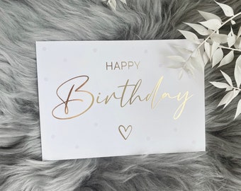 Postkarte Happy Birthday mit Goldveredelung DIN A6 | Glückwunschkarte | Geburtstagskarte | Grußkarte | Geburtstag