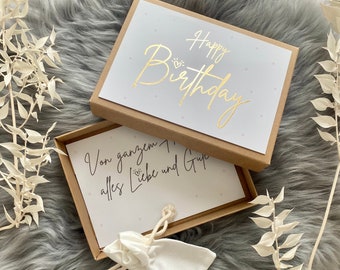 Geldgeschenk-Box "Happy Birthday" mit Goldveredelung | Glückwunschkarte | Geburtstagsgeschenk | Geldgeschenk | Verpackungsidee Geld