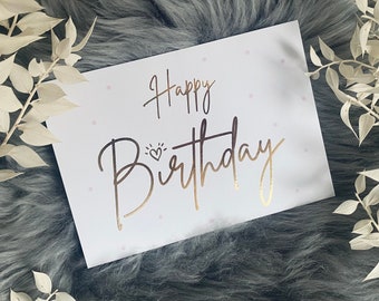 Postkarte Happy Birthday mit Goldveredelung DIN A6 | Glückwunschkarte | Geburtstagskarte | Grußkarte | Geburtstag