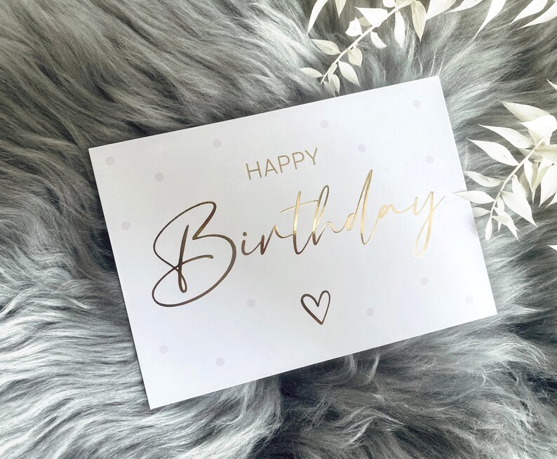 Postkarte Happy Birthday mit Goldveredelung DIN A6 Glückwunschkarte Geburtstagskarte Grußkarte Geburtstag Bild 2