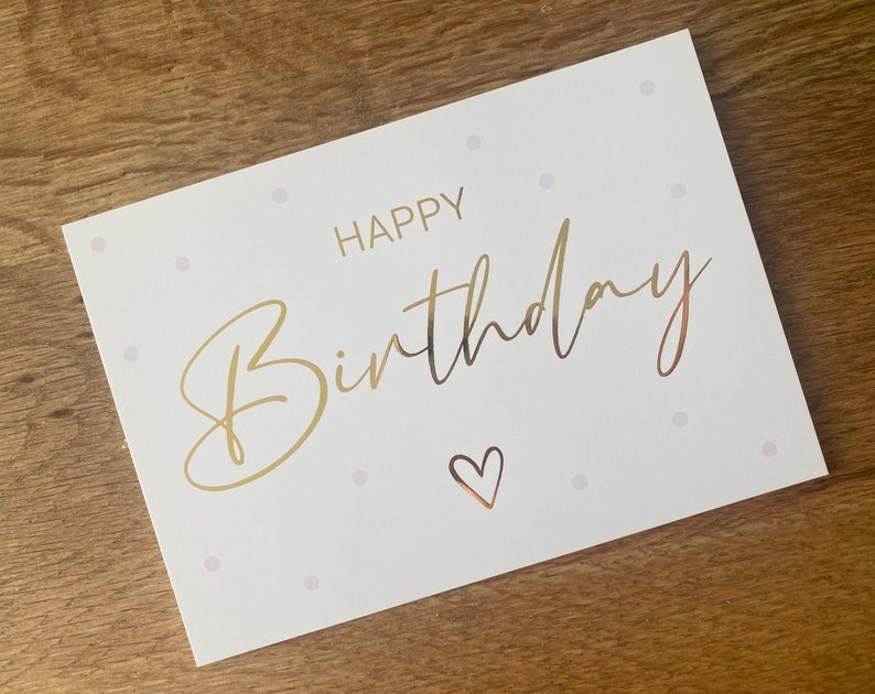 Postkarte Happy Birthday mit Goldveredelung DIN A6 Glückwunschkarte Geburtstagskarte Grußkarte Geburtstag Bild 6