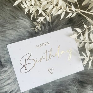 Postkarte Happy Birthday mit Goldveredelung DIN A6 Glückwunschkarte Geburtstagskarte Grußkarte Geburtstag Bild 4