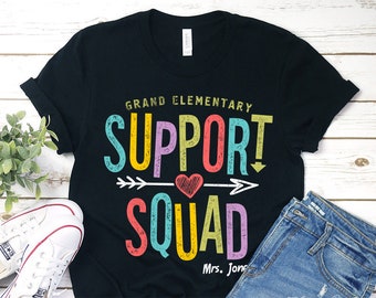 Customizable Support Squad Print SVG T-Shirt, Teacher Team Print Shirts, Personalized Support Team Squad Shirts Print