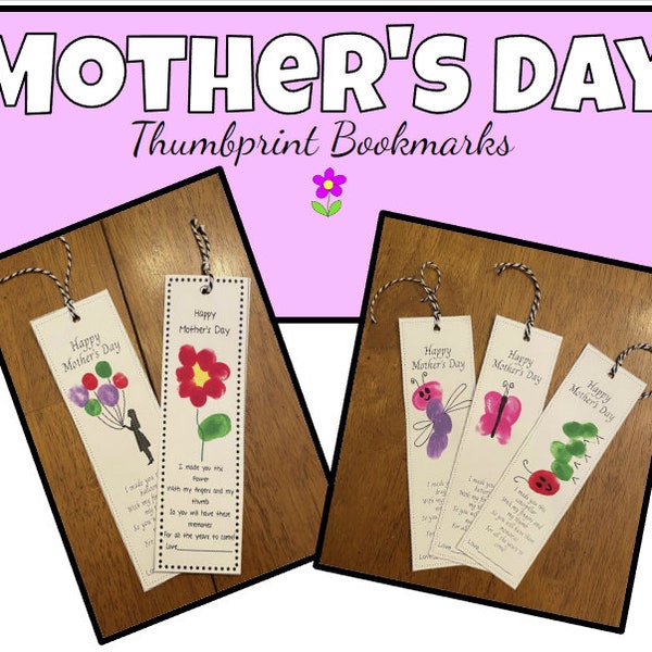 Mother's Day Thumbprint Bookmarks