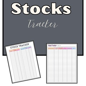 Può includere: Due fogli di tracciamento delle azioni stampabili. Il primo foglio è intitolato "Stock Tracker" e ha colonne per "Simbolo", "Basso", "Alto", "Chiusura", "Nome dell'azione", "Data" e "Note". Il secondo foglio è intitolato "Stock Tracker" e ha colonne per "Data", "Prezzo di apertura", "Minimo del giorno", "Massimo del giorno", "Prezzo di chiusura", "Differenza" e "Note".