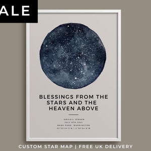 Memorial Star Map Sympathy Gift Print, Perte de père, Mère, Souvenir personnalisé Cadeau Célébration de la vie, Ciel nocturne en mémoire aimante