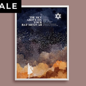 Bat Mitzvah Star Map Print Gift, Mazel Tov Keepsake, Star David Of Age Party Congratulazioni, 13 Year Old Girl Keepsake, Custom