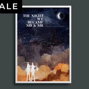 Mr and Mr Custom Gleichgeschlechtliche Sternenkarte Print, Sternenhimmel, LGBTQ, Nachdenkliche Andenken genau festhalten Hochzeit Datum & Ort, Gay Bräutigam Geschenk