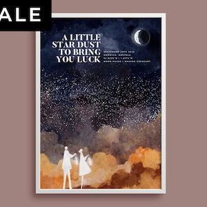 Good Luck Star Map Print Andenken, Neues Job Geschenk, Nächstes Kapitel Geschenk, Viel Glück, Perfekt vor Prüfungen Sohn Tochter, GCSE, Uni personalisiert