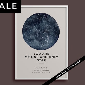 Happy Anniversary Star Karte Druck, Paar, Standesamt, Wenn alles begann, Hochzeitsgeschenk, kostenloses P&P-Angebot