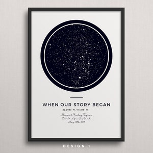 Impression de carte des étoiles moderne, Cadeau d’anniversaire Night We Met, Impression du ciel nocturne, Affiche de carte des étoiles, Cadeau de mariage, Impression constellation, Cadeau personnalisé