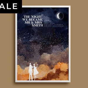 Impression personnalisée de carte panoramique des étoiles, représentation précise du jour de notre mariage, cadeau mural pour couple contemporain, art souvenir unique